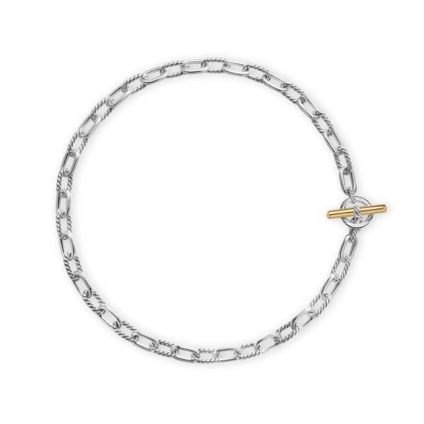 DY Madison Toggle Chain Necklace in Sterling Silver with 18K Yellow Gold