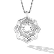 Stax Zig Zag Pendant Necklace in Sterling Silver with Diamonds, 28mm