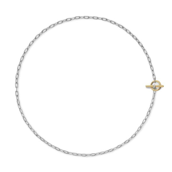 DY Madison Toggle Chain Necklace in Sterling Silver with 18K Yellow Gold, 3mm
