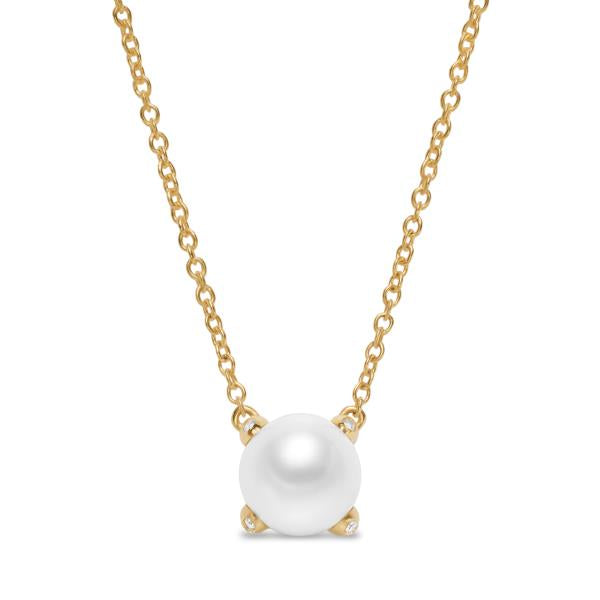 Pearl Classics Necklace in 18K Yellow Gold with Diamonds, 6.5mm
