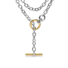 Load image into Gallery viewer, DY Mercer Double Row Toggle Chain Necklace in Sterling Silver with 18K Yellow Gold and Diamonds, 8mm
