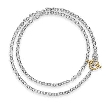 Load image into Gallery viewer, DY Mercer Double Row Toggle Chain Necklace in Sterling Silver with 18K Yellow Gold and Diamonds, 8mm
