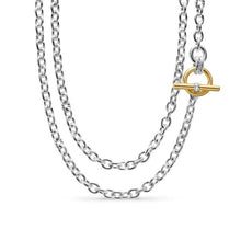 Load image into Gallery viewer, DY Mercer Double Row Toggle Chain Necklace in Sterling Silver with 18K Yellow Gold and Diamonds, 8mm
