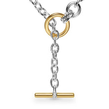 Load image into Gallery viewer, DY Mercer Double Row Toggle Chain Necklace in Sterling Silver with 18K Yellow Gold and Diamonds, 8mm
