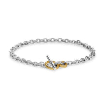 Load image into Gallery viewer, DY Mercer Toggle Chain Necklace in Sterling Silver with 18K Yellow Gold and Diamonds, 8mm
