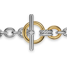Load image into Gallery viewer, DY Mercer Toggle Chain Necklace in Sterling Silver with 18K Yellow Gold and Diamonds, 8mm
