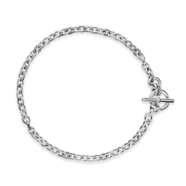 DY Mercer Toggle Chain Necklace in Sterling Silver with Diamonds, 8mm