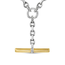 Load image into Gallery viewer, DY Mercer Petite Toggle Chain Necklace in Sterling Silver and 18K Yellow Gold with Diamonds, 4.5mm
