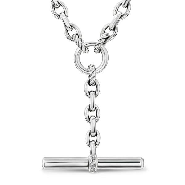 DY Mercer Petite Toggle Chain Necklace in Sterling Silver with Diamonds, 4.5mm