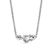 Load image into Gallery viewer, Petite Buckle Necklace in Sterling Silver with 14K Yellow Gold, 16.3mm
