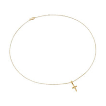 Load image into Gallery viewer, Cable Cross Pendant Necklace in 18K Yellow Gold, 17.5mm
