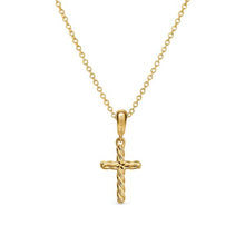 Load image into Gallery viewer, Cable Cross Pendant Necklace in 18K Yellow Gold, 17.5mm

