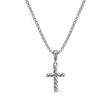 Load image into Gallery viewer, Cable Cross Pendant Necklace in Sterling Silver, 17.5mm
