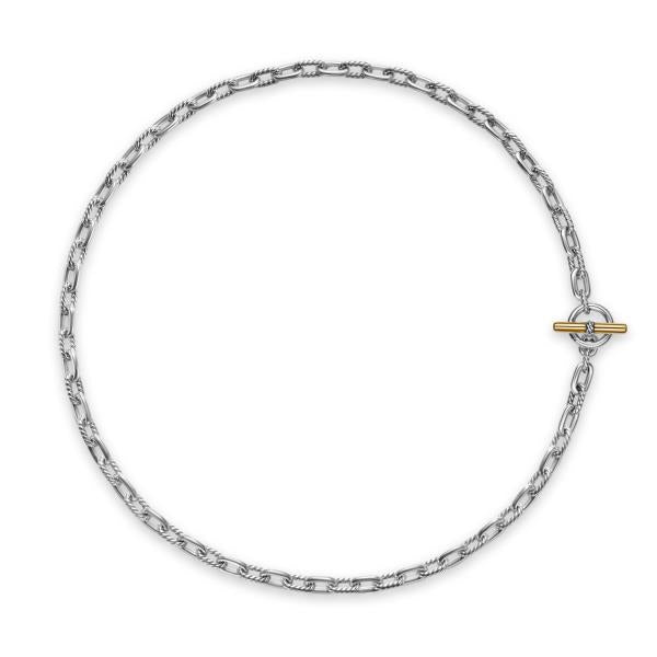 DY Madison Toggle Chain Necklace in Sterling Silver and 18K Yellow Gold