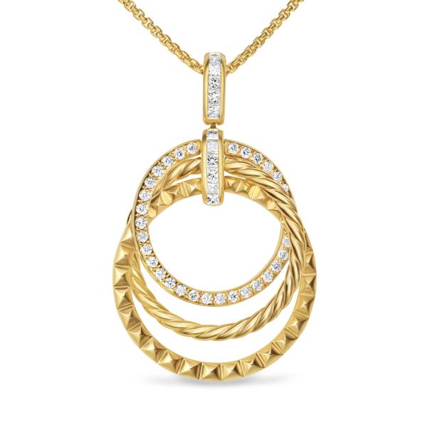 Crossover Trio Pendant Necklace in 18K Yellow Gold with Diamonds, 24mm