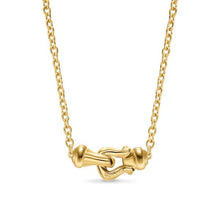 Load image into Gallery viewer, Petite Buckle Necklace in 18K Yellow Gold with Diamonds, 16.2mm
