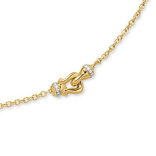 Load image into Gallery viewer, Petite Buckle Necklace in 18K Yellow Gold with Diamonds, 16.2mm
