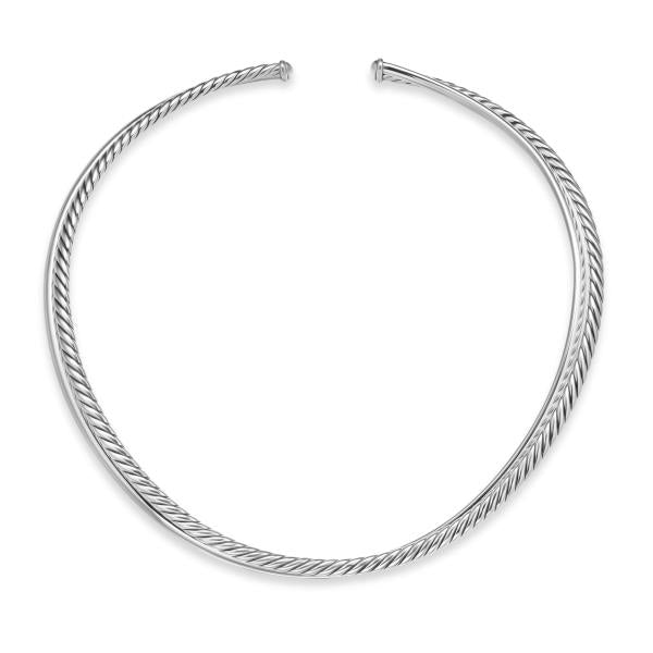 Bold Crossover Collar Necklace in Sterling Silver, 10mm