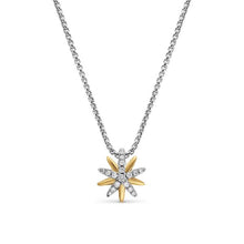 Load image into Gallery viewer, Starburst Station Necklace in Sterling Silver with 18K Yellow Gold and Diamonds, 11.2mm
