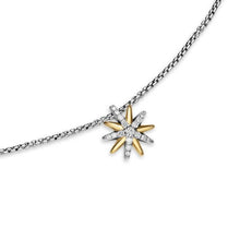 Load image into Gallery viewer, Starburst Station Necklace in Sterling Silver with 18K Yellow Gold and Diamonds, 11.2mm
