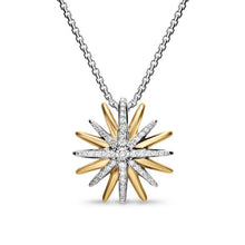 Load image into Gallery viewer, Starburst Necklace in Sterling Silver with 18K Yellow Gold with Diamonds, 21mm
