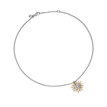 Load image into Gallery viewer, Starburst Necklace in Sterling Silver with 18K Yellow Gold with Diamonds, 21mm
