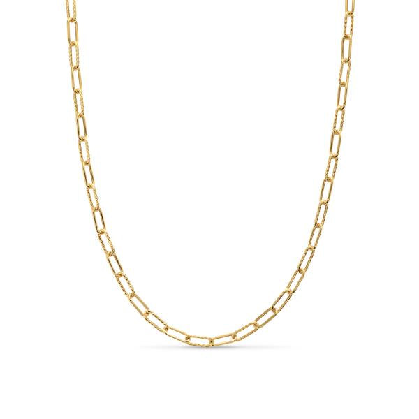 DY Madison Chain Necklace in 18K Yellow Gold with Diamonds, 4mm