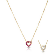 Roberto Coin Diamond & Ruby Reversible Heart Necklace