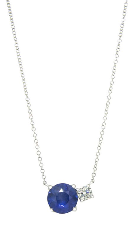 Royal Collection Diamond & Sapphire Pendant Necklace