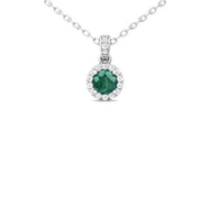 Martin Flyer Diamond & Emerald Pendant Necklace