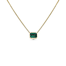 Load image into Gallery viewer, Royal Collection 14K Yellow Gold 3.39 CT Emerald Cut Emerald Bezel Necklace
