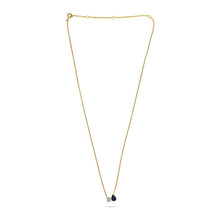 Load image into Gallery viewer, Royal Collection 14K Yellow Gold Pear Sapphire &amp; Round Diamond Solitaire Necklace
