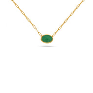Royal Collection 14K Yellow Gold 1.17 CT Cabochon Emerald East-West Bezel Necklace