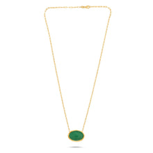 Load image into Gallery viewer, Royal Collection 14K Yellow Gold 1.17 CT Cabochon Emerald East-West Bezel Necklace
