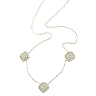 Royal Collection Triple Pave Diamond Cluster Station Necklace
