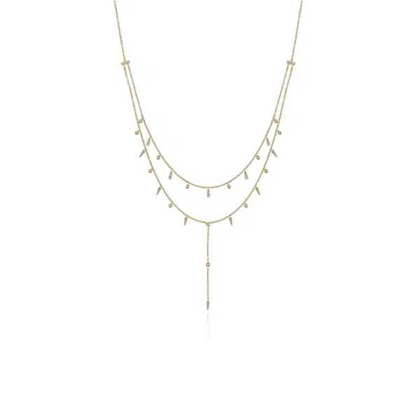 Gabriel Layered Diamond Drop Stations Y Necklace