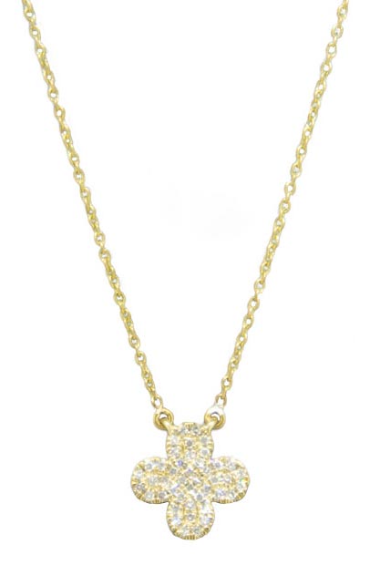 Royal Collection Pave Diamond Clover Pendant Necklace