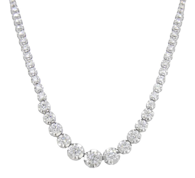 Royal Collection Graduated Diamond Tennis Necklace