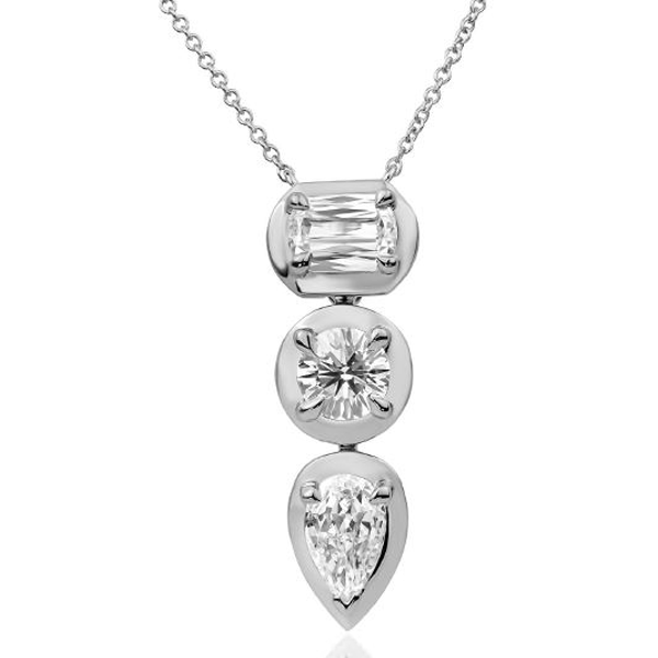 Christopher Designs Triple Drop Diamond Pendant Necklace