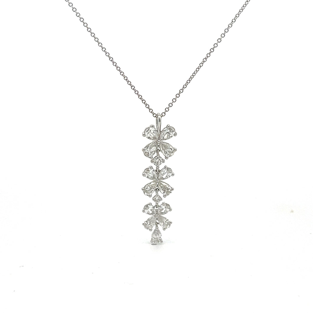 Royal Collection 18K White Gold Diamond Cascading Necklace