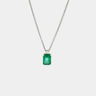 Royal Estate 14K White Gold Emerald Necklace