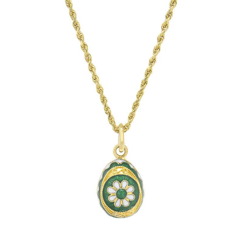 Royal Estate Green Enamel Egg Necklace