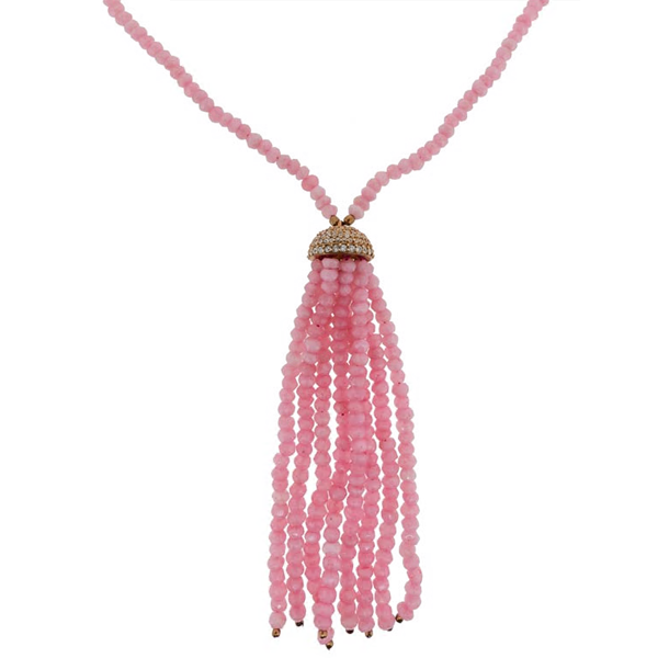 Royal Collection Pink Quartz Tassel Necklace