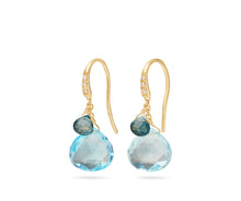 Load image into Gallery viewer, Marco Bicego 18K Yellow Gold Blue Topaz &amp; Diamond Tabeez Earrings
