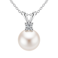 Royal Collection 14K White Gold Akoya Pearl & Diamond Pendant