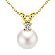 Royal Collection 14K Yellow Gold Akoya Pearl & Diamond Pendant