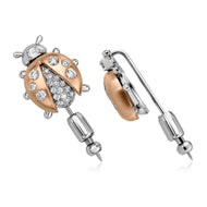 Christopher Designs Ladybug Pin – 14K White & Rose Gold