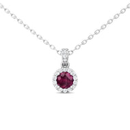Martin Flyer 14K White Gold 0.63 ct Ruby with 0.13 ct Diamond Necklace