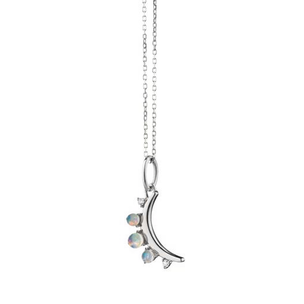 Monica Rich Kosann Mini Crescent Moon Opal & White Sapphire Pendant