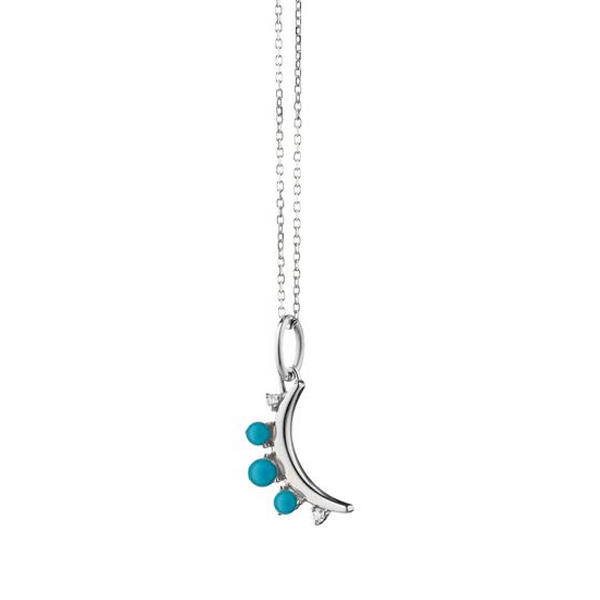 Monica Rich Kosann Mini Crescent Moon Turquoise & White Sapphire Pendant